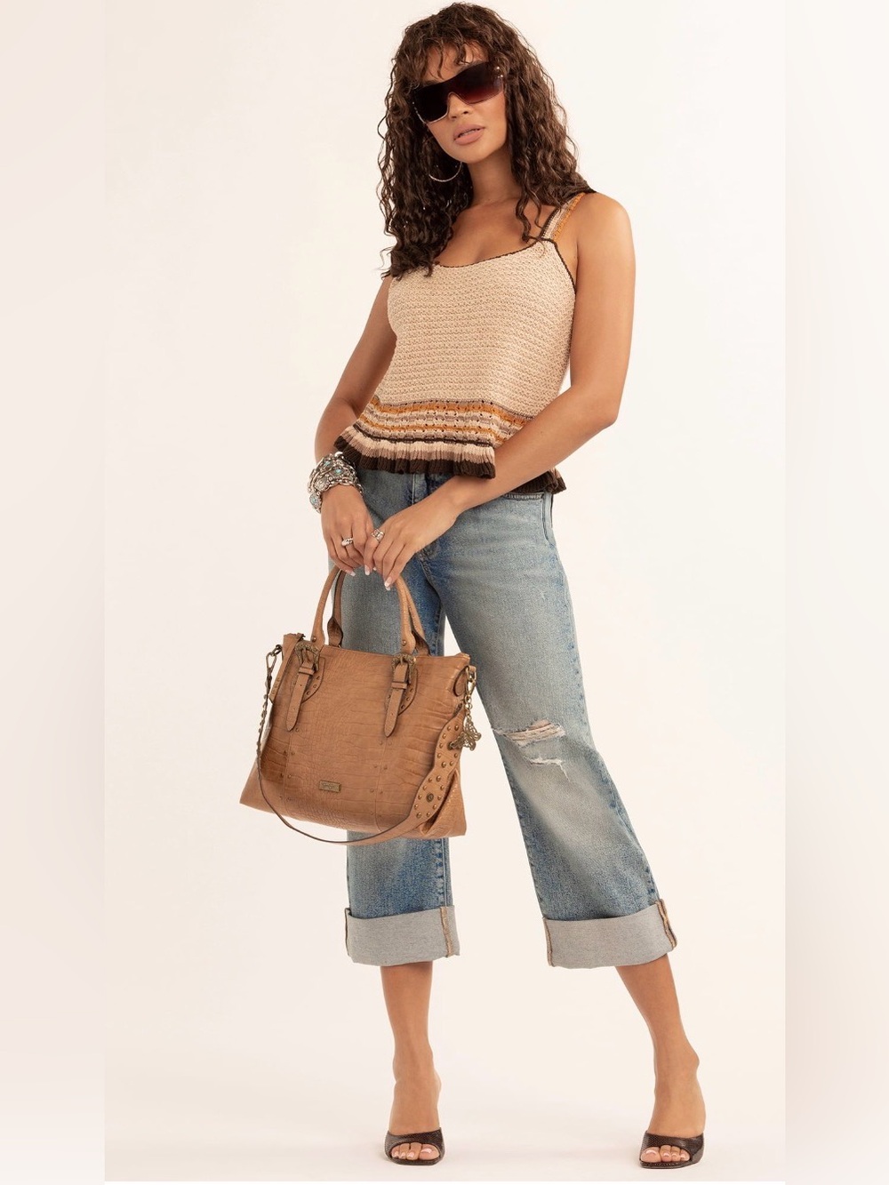 Jessica Simpson Women’s Saoirse Cropped Crochet Tank Top